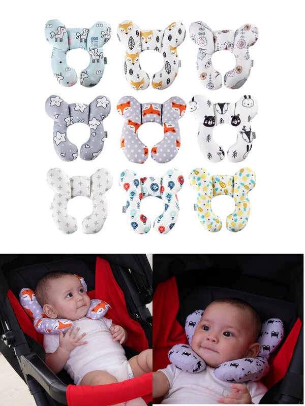 Oreiller de Protection de tête confortable pour bébé, doux, soutien du cou, oreiller pour enfants, appui-tête en forme de U, coussin de siège de voiture