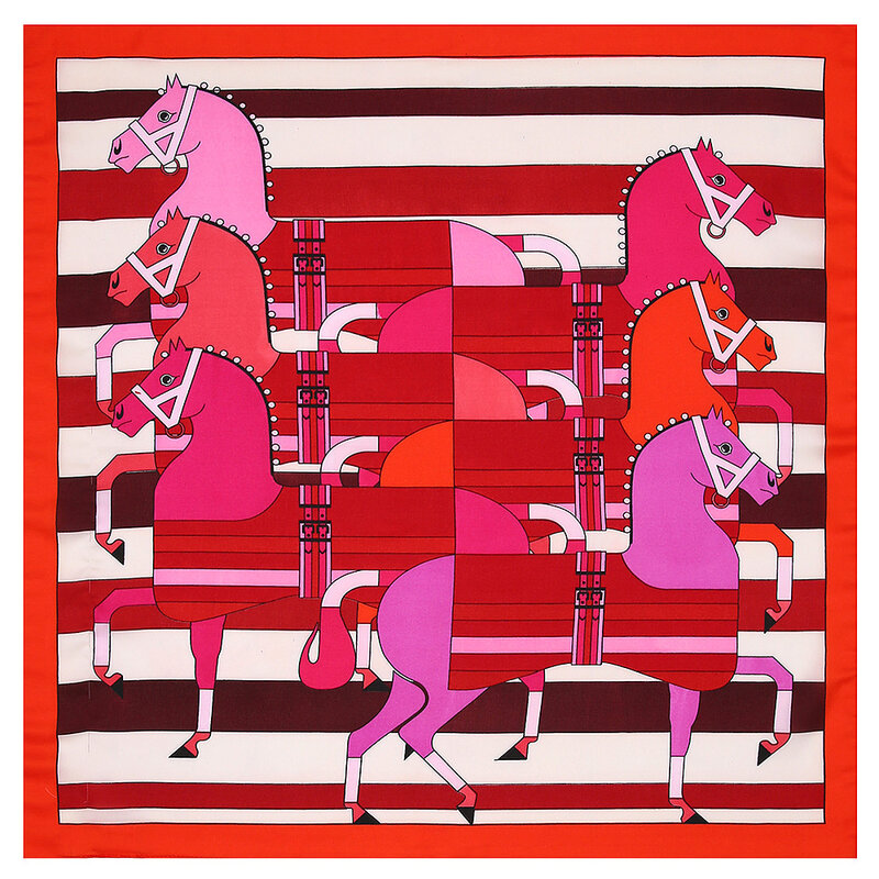 正方形の絹のスカーフペガサスパターン人気の装飾スカーフレディースガール誕生日ギフトR35