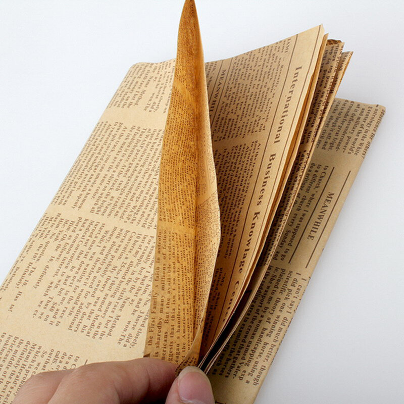 Paquete de papel de embalaje de periódico Vintage, cubierta de libro para bricolaje, envoltorio de papel Kraft, accesorios de embalaje, 52x75cm, 1 Uds.