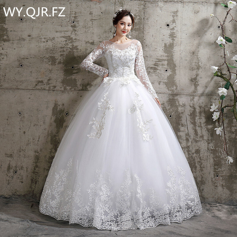 XXN-12#Wedding Dress Full Sleeve Embroidered Lace Net Ball Gown Wholesale New In Cheap Items With Free Shipping Custom Plus Size