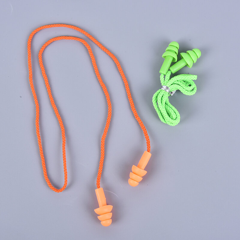 Lembut anti-kebisingan telinga Plug tahan air berenang silikon berenang earplug untuk anak-anak dewasa perenang menyelam dengan tali