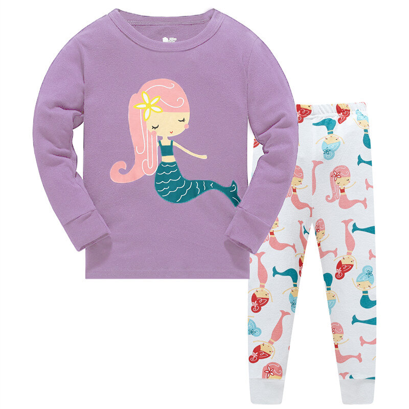 漫画の子供用パジャマセット,男の子と女の子用の綿のパジャマ,漫画のデザイン,動物のパジャマ,秋のパジャマ