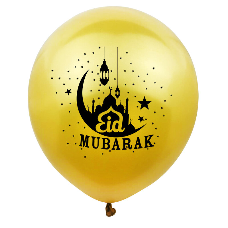 Ballons décoratifs pour l'Aïd Moubarak, 10 pièces, décoration du Ramadan et de l'Aïd, décor musulman islamique, ballon doré, fournitures de fête DIY