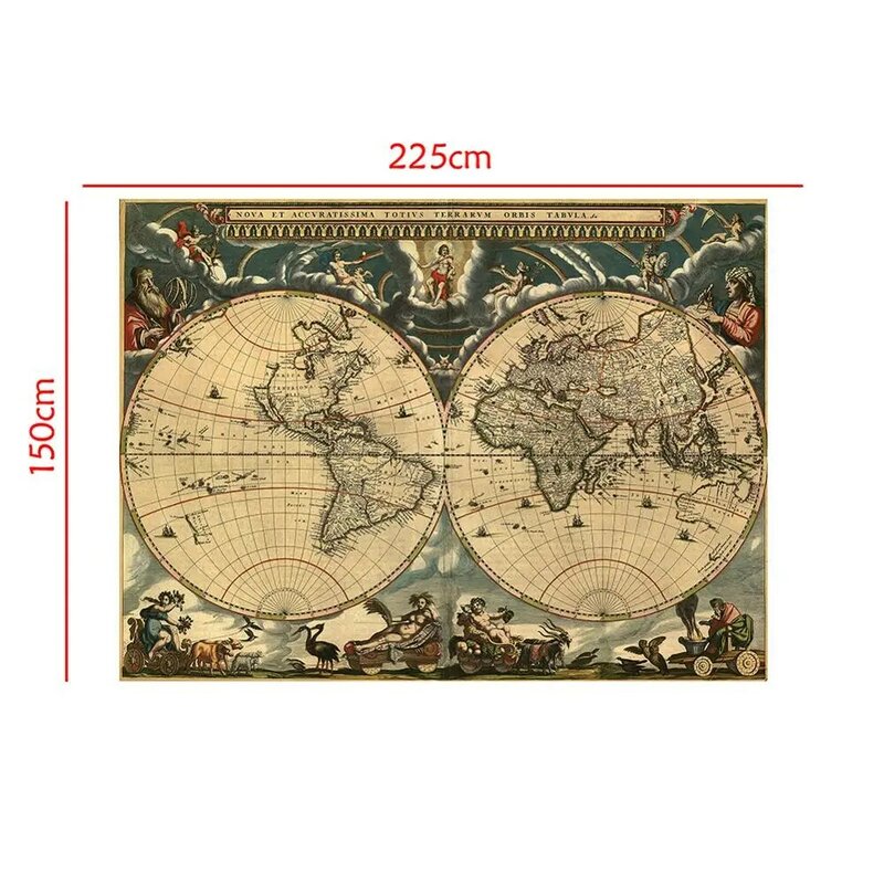 150x225cm mapa medieval latino português não tecido à prova dnon água mapa estilo retro decorativo mapa