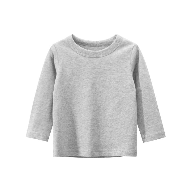 Camiseta de manga comprida de cor sólida infantil, casaco de algodão, roupa de lazer, tops para meninos e meninas, roupas infantis, 7 cores