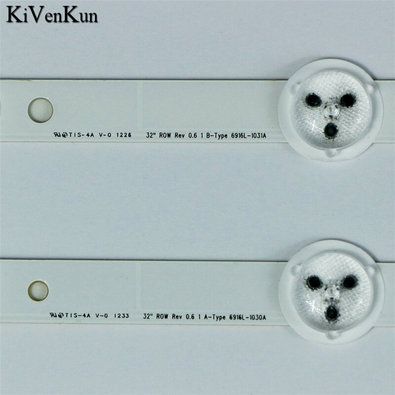 Faixas de led para retroiluminação de tv, conjunto de barras de led para led32a2000v/i, réguas de 32 polegadas, rev0,9, linha de artigo 6916l-1030a