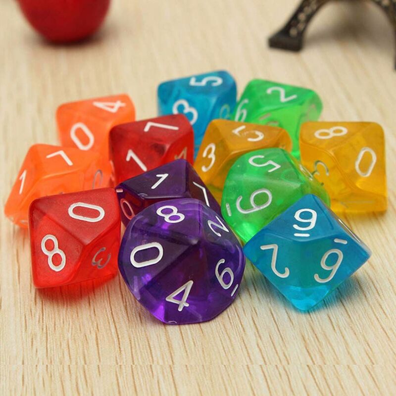 10Pcs 10 Zijdig D10 Dices Role Playing Games Party Favor Board Game Liefhebbers Dobbelstenen Speelgoed Gift