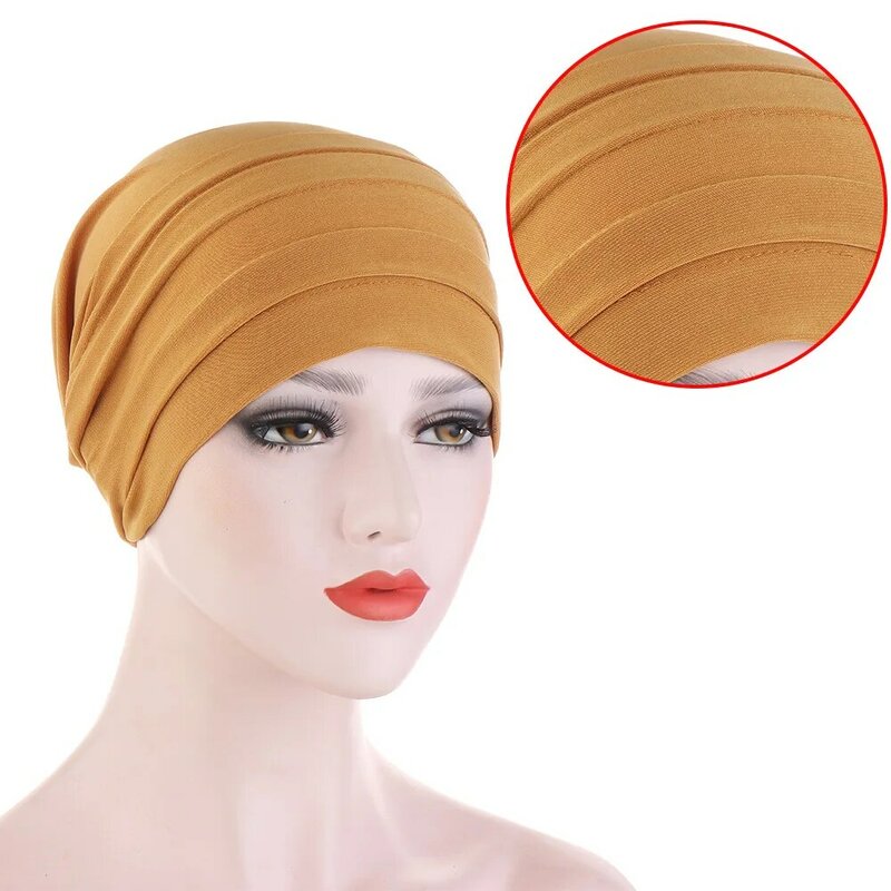 KepaHoo-gorro de quimio de seda cruzada para mujer musulmana, turbante, bufanda, gorro de quimio para el cáncer, Hijab, envoltura para la cabeza
