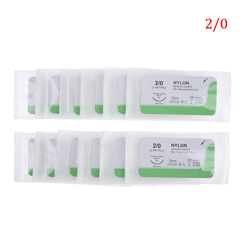 12 PCS Needle suture nylon monofilament non-injured suture medical thread suture for medical surgical suture practice kit
