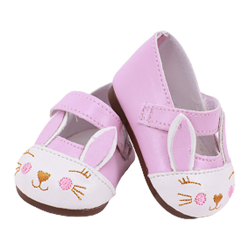 Sepatu Boneka Kucing Lucu Seri Merah Muda 7Cm untuk Boneka Amerika 18 Inci Boneka Bayi Lahir 43CM, Mainan untuk Anak Perempuan, Aksesori Boneka Generasi Kami