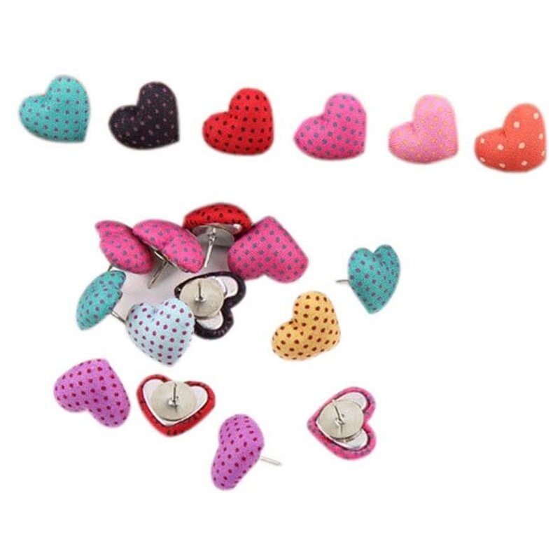60 Pcs/Pack Multi-purpsoe Heart-shaped Pushpins Set Classic Colored Heart-like Thumb Tacks Set for Office Bulletin Board