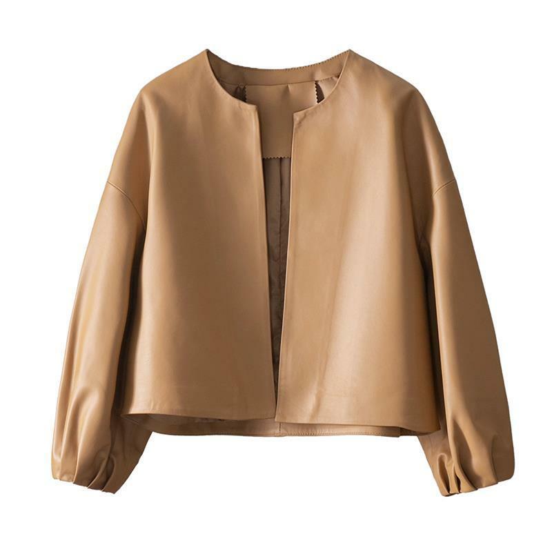 Jaket Kulit PU Kualitas Tinggi Mantel Sederhana Pendek Musim Semi Musim Gugur Wanita Jaket Wanita