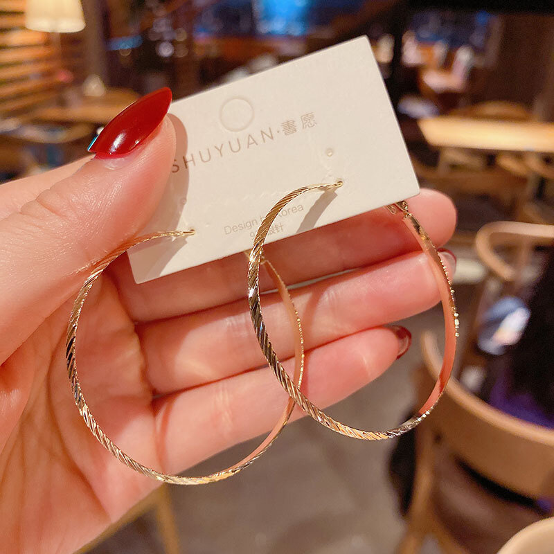 여성을위한 S925 바늘 스터드 귀걸이 한국어 과장된 링 귀걸이 패션 귀걸이 쥬얼리 도매