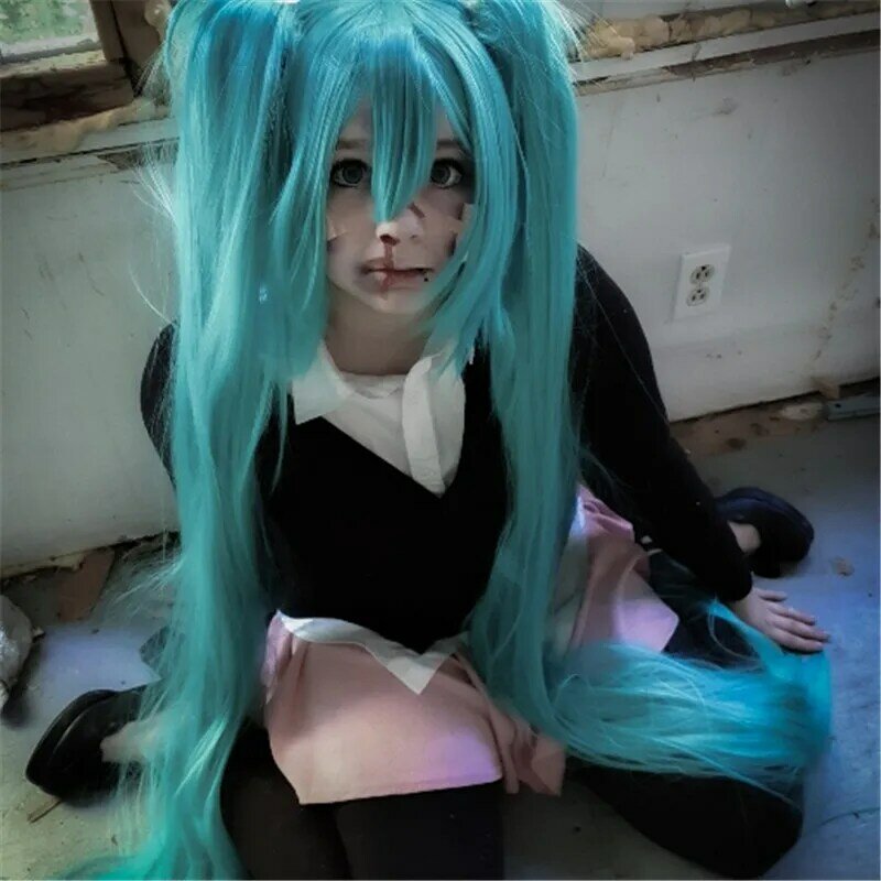 High Quality Wigs Cosplay Wig VOCALOID Hatsune Miku Costume Play Party Game Halloween Anime Hair Wig 120cm Aquamarine