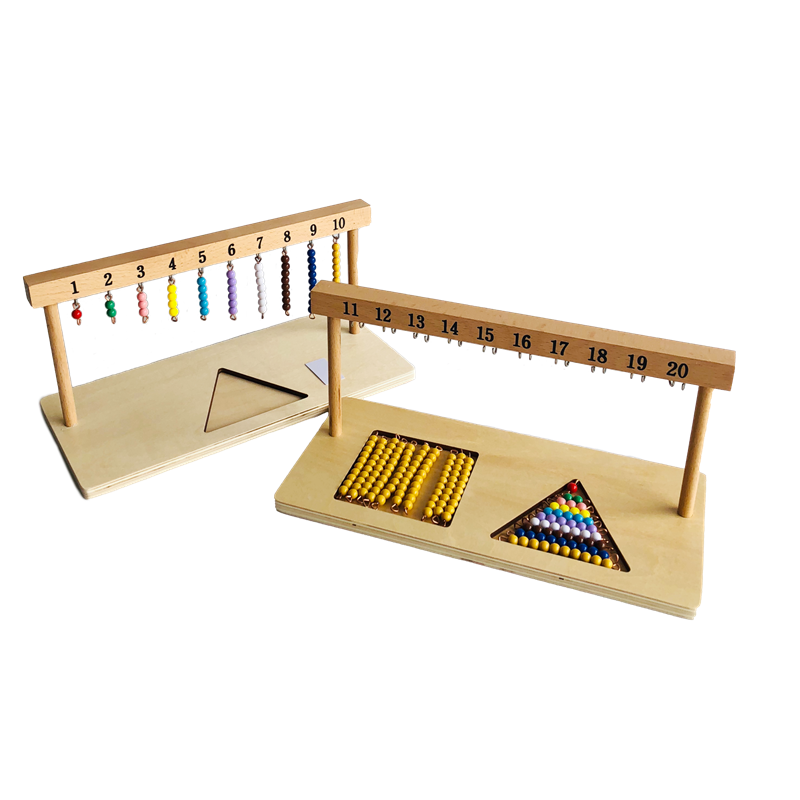 Montessori คณิตศาสตร์วัสดุลูกปัดสีบันไดลูกปัดแขวน Linear & ข้ามนับเกมสำหรับเด็กตัวเลขการเรียนรู้