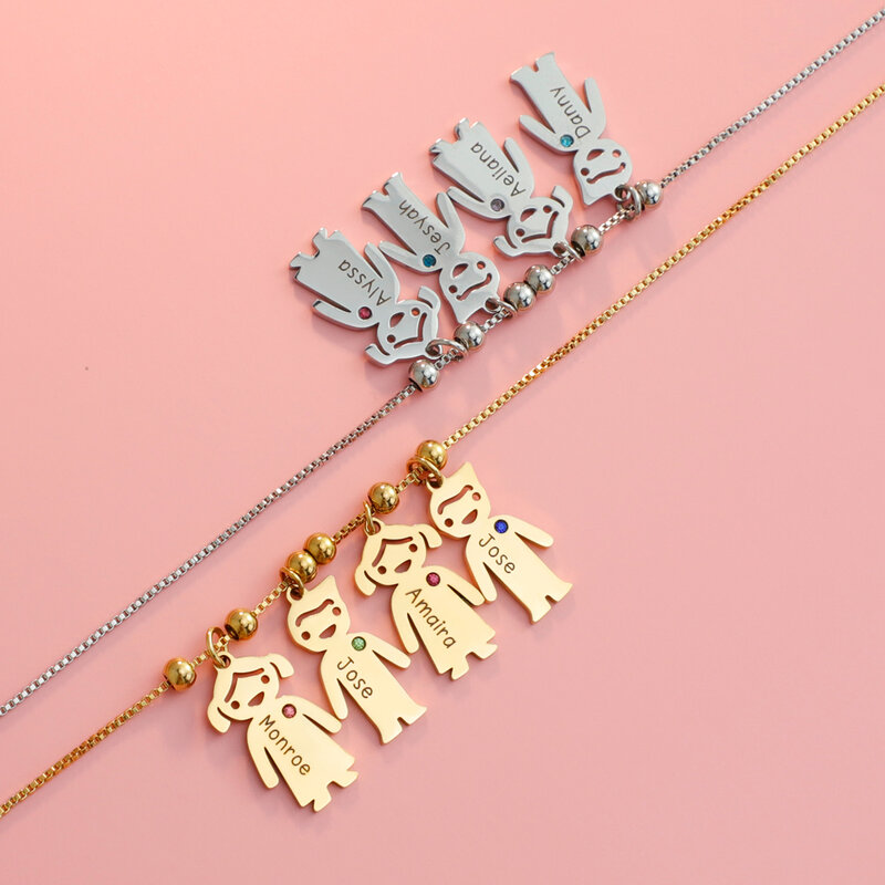 Kalung Hari Ibu Unik Hadiah Perhiasan Kalung Nama Kustom Kalung Batu Kelahiran Kustom Kalung Liontin Anak Lucu