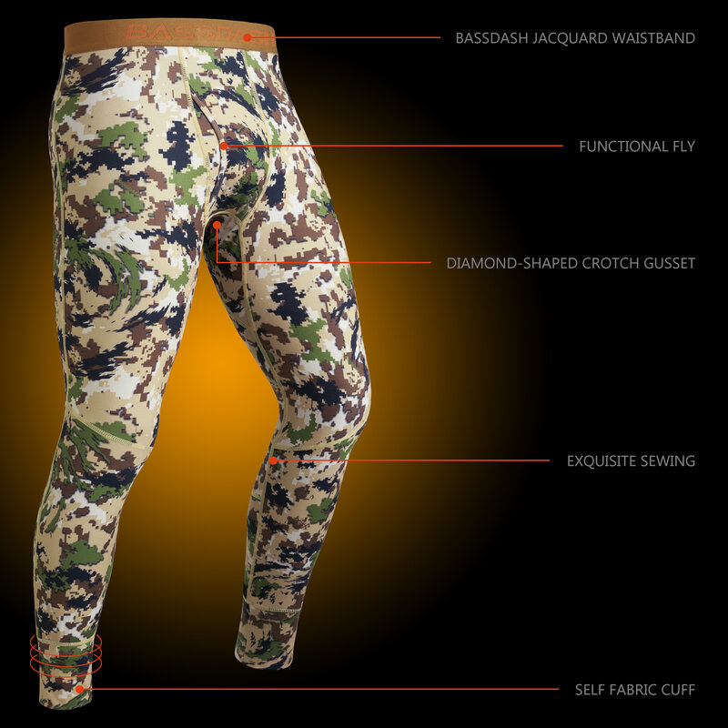 BASSDASH-pantalones térmicos de capa Base para hombre, ropa interior de secado rápido, transpirable y suave, FS20M