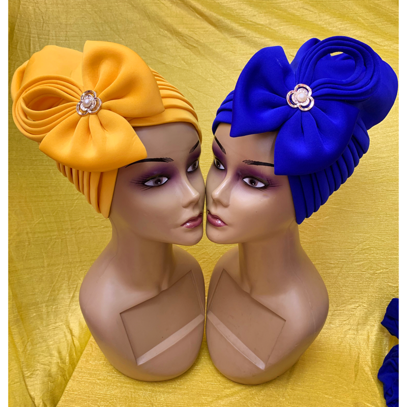 12 Buah Topi Turban Elegan Terbaru Topi Wanita Manik-manik untuk India Topi Syal Kepala Bungkus Ikat Kepala Gadis Aksesoris Rambut Wanita Ca-66