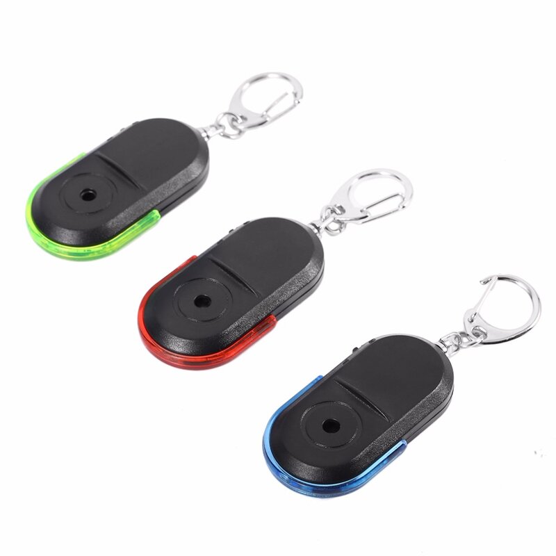 Anti Hilang Alarm Key Finder Gantungan Kunci Siul Suara dengan Lampu LED Mini Anti Hilang Key Finder Sensor