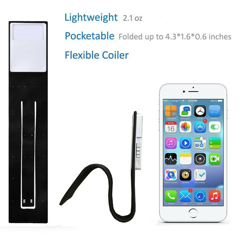 Lampe de lecture LED portable avec poignées, clip flexible amovible, aste par USB, pour Kindle ePle