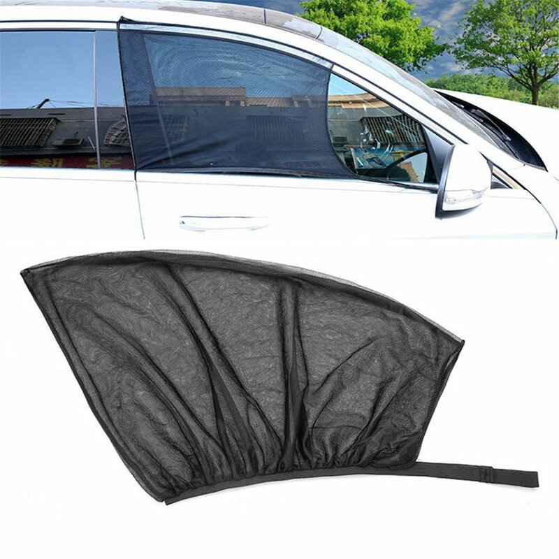 2 Pcs Universal Car Front Door Side Window Sun Shade Summer UV Protection Sunshades Net Mesh Car Curtain For SUV MPV Sedan