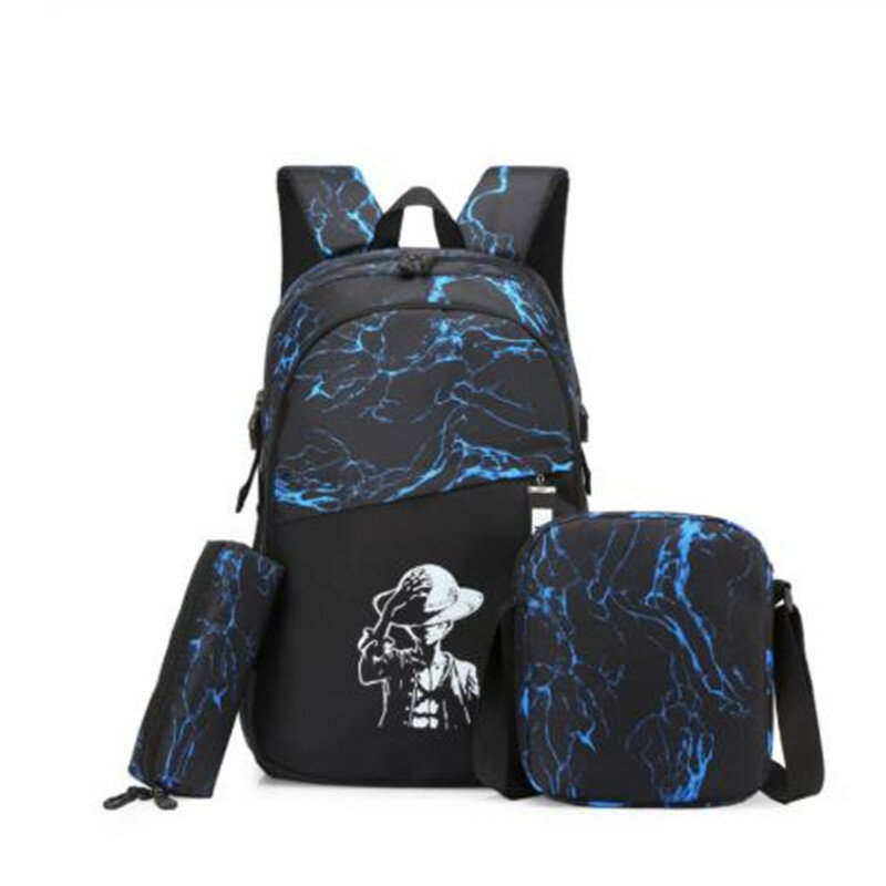 NEW Men's Nylon USB Charge Backpacks College Female School 3 set Backpack Large Bag Waterproof Travel Bag Sac A Dos pen bag