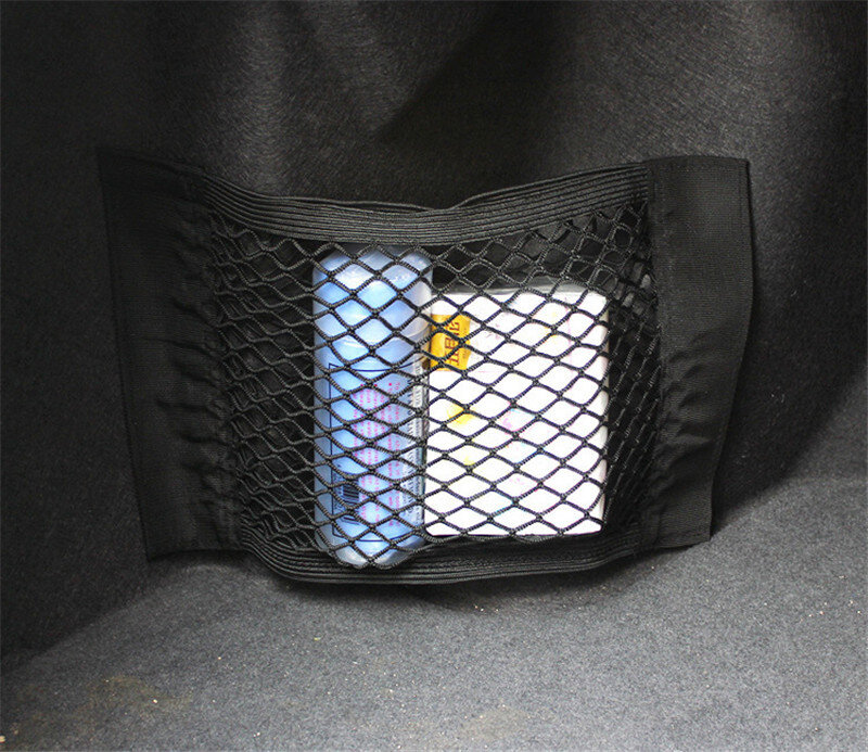 Huihom 40*25cm Universal Car Rear Trunk Organizer Net Storage Bag Pocket Velcro Elastic Net Mesh Automobile Accessories