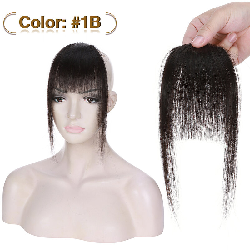 S-noilite寺院9グラムフリンジ人間の自然な髪前髪11インチ非レミー偽髪クリップフロント女性のための前髪