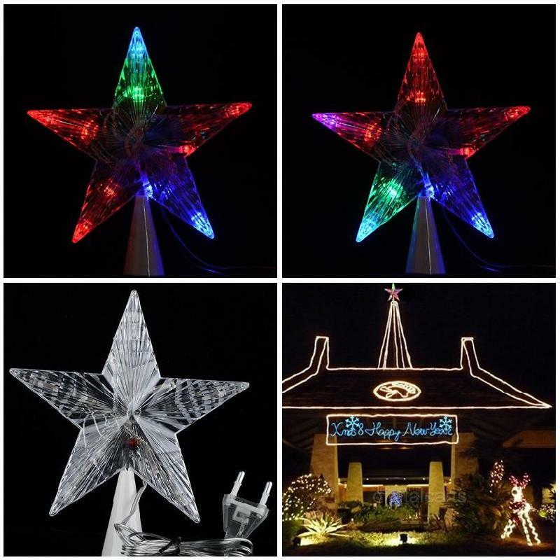 Árbol de Navidad grande Topper Star Lights Lámpara Multi Color decoración 100-240V SAL99