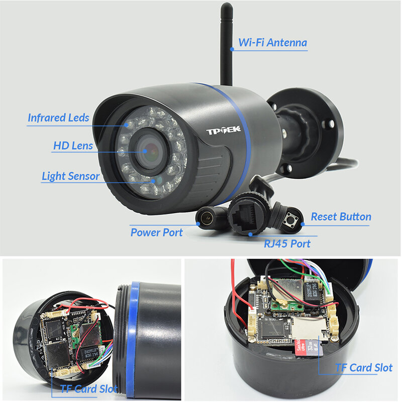 Kamera IP 4MP Kamera Keamanan Luar Ruangan WiFi 1080P Wi Fi Video Pengawasan Nirkabel Berkabel Wi-Fi CCTV Tahan Cuaca CamHi IP Camara