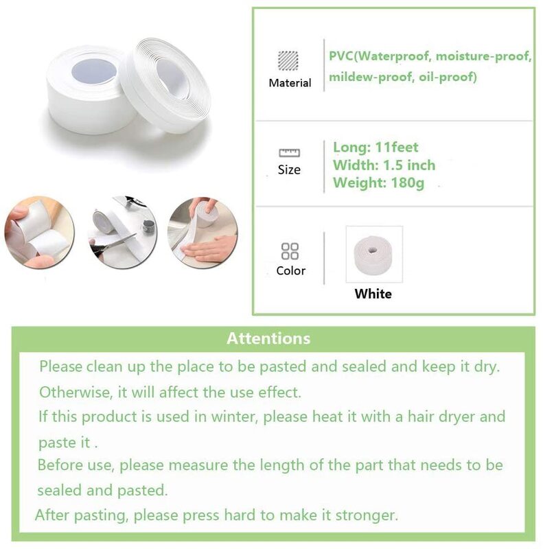 Baru Penyegelan Strip Shower Kamar Mandi Wastafel Mandi Dempul Tape Putih PVC Diri Perekat Tahan Air untuk Kamar Mandi Dapur