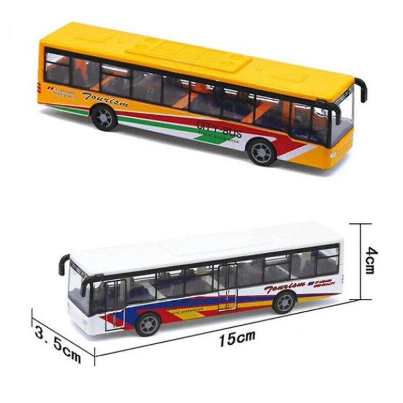 Alta Simulação Toy Car Model Diecast Plástico Pull-Back Bus Inércia Carro City Tour Bus ABS Car Model Brinquedos Presentes Para Crianças