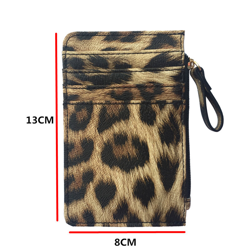 Neue Leopard Muster Leder Dünne Karte Brieftasche Für Frauen & Männer Kleine Zipper Geldbörse Business Kreditkarte Halter Tasche nizza Geschenke