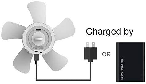 USB Rechargeable Remote Control Timing 4 Gears Ceiling Fan with Hanging Hook for Tent, 8000mAh White Camping Fan