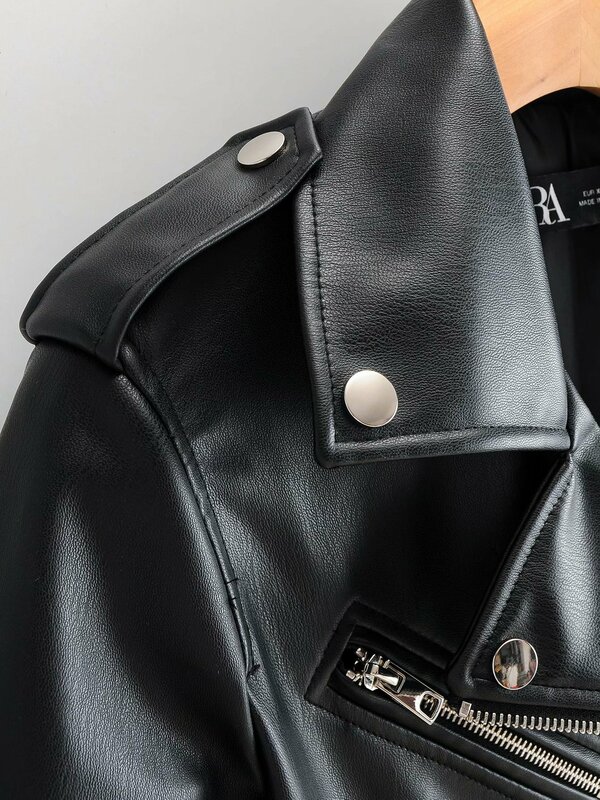 PU Faux skórzana kurtka kobiety luźne szarfy Casual kurtki motocyklowe znosić bluzki damskie w stylu BF czarna skórzana kurtka płaszcz czarny