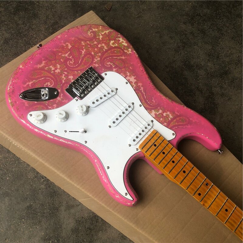 Guitarra Eléctrica coral insect, instrumento de guitarra eléctrica usado, 60s, rosa, fotos reales, venta al por mayor y al por menor de fábrica Envío gratis