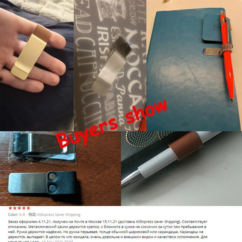 Metal Couro Pen Holder, Latão de Aço Inoxidável Lápis Clipe, Vintage Dairy, Notebook Pen Holder, Espiral Folha Solta Memo Clipe, 1Pc