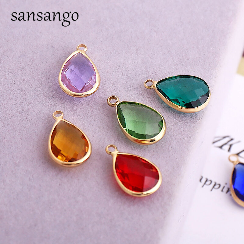 10pcs/lot Water Drop Shape Crystal Charms Pendants For Jewelry Making Bracelet Necklace Keychain Accessories