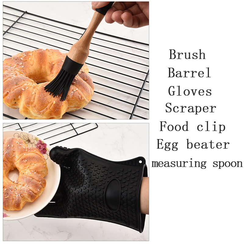 Silikonowe drewno łopatka, szpatułka pędzel okrągły skrobak makaron rękawice trzepaczka do jajek akcesoria kuchenne narzędzia do pieczenia naczynia kuchenne