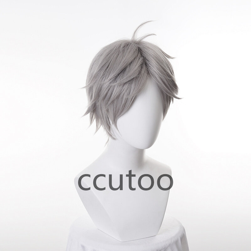 ¡Haikyuu! Koushi-Peluca de pelo sintético para Cosplay, pelo corto gris, resistente al calor, para disfraz, Sugawara
