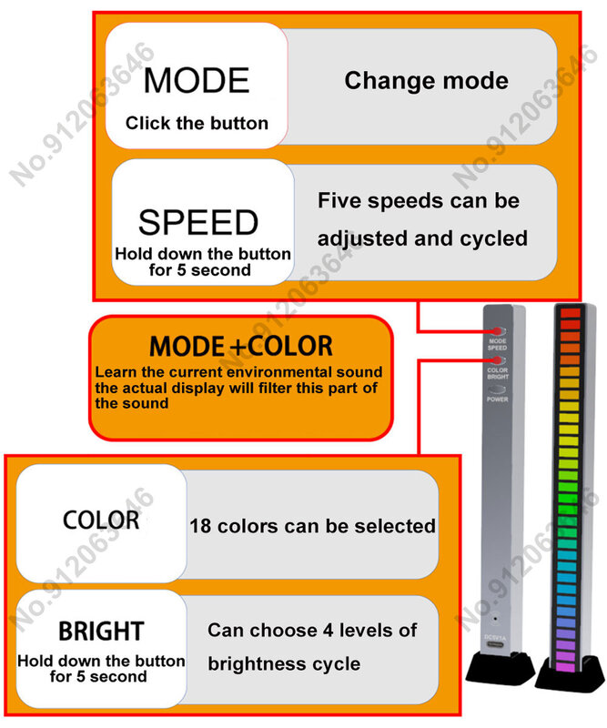 Barra de luz LED con Control de sonido RGB, lámpara de Color RGB, luz ambiental de música, Control por aplicación, ritmo activado por voz
