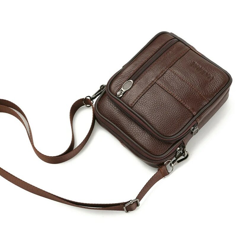 Vintage Leather Crossbody Bags Men Small Business Notebook Pack Genuine Leather Shoulder Bag Male Casual Travel Cross Body Bag