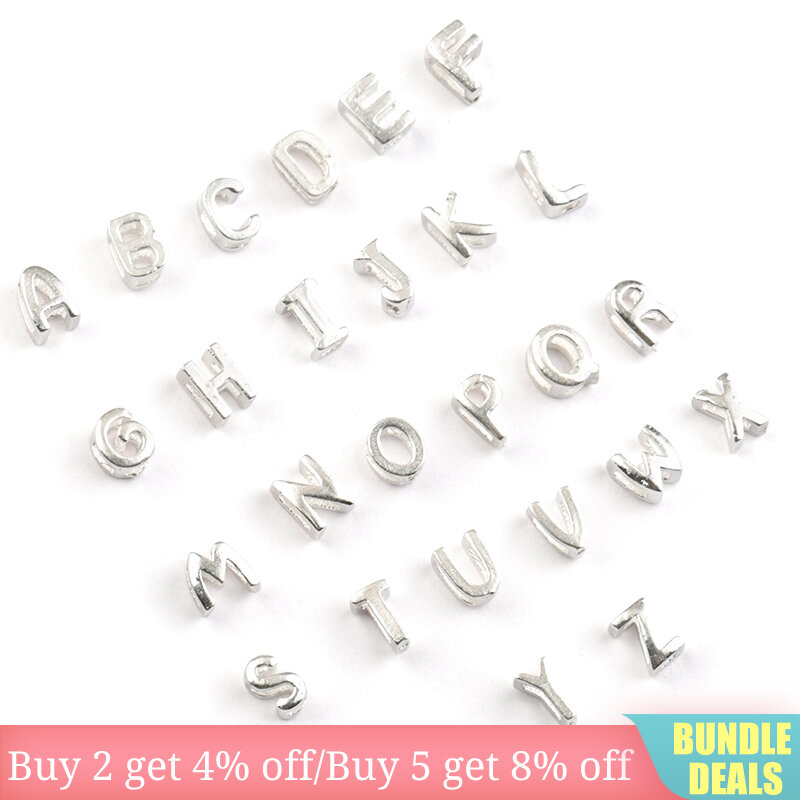 1PCS 925 Sterling Silver Letter Beads Silver Charms A-Z DIY Loose Beads Initial Alphabe Letter Beads Fit Women Bracelet Making