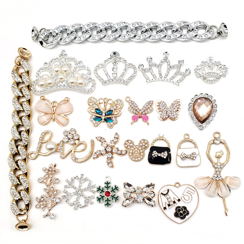 Hot 1 pz gioielli in metallo stile ciondoli per scarpe corona di perle accessori per scarpe decorazioni Fit zoccoli croc da donna fibbia regali per ragazze jibz