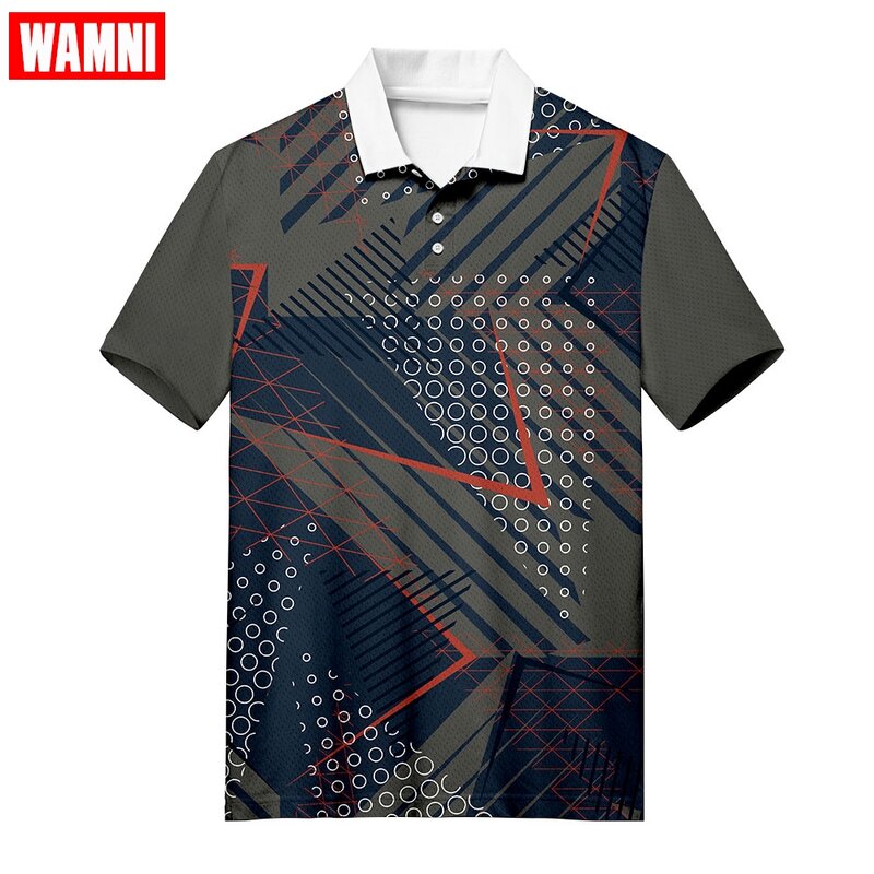 WAMNI marca Polo camisa Casual Moda hombre negro tenis negocio culturismo 3D deporte Harajuku 2019 nuevo Collar Turn-down polo