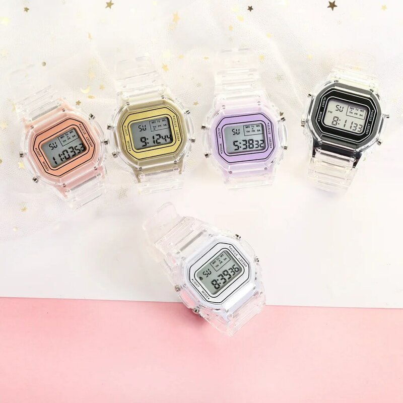 Montre-bracelet numérique carrée transparente pour femme, montres de sport, horloge électronique, nouvelle mode, livraison directe