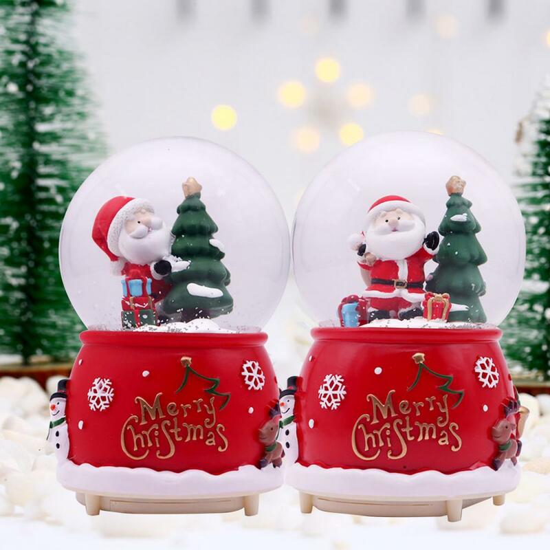Декоративная Смола Санта Клаус Рождественская елка Снежный шар дисплей фотография с красочным освещением украшение Вечерние
