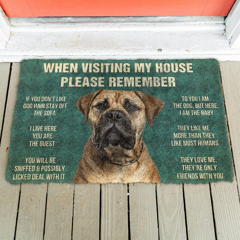 3d por favor lembre-se bull terrier regras da casa do cão capacho não deslizamento tapetes porta decoração varanda capacho