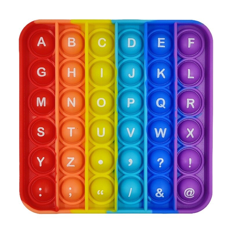 Rainbow Color Fidget Toys with Letters Digital Number Push Bubble Fidget Simple Autism Stress Relief Toy for Adults Kids