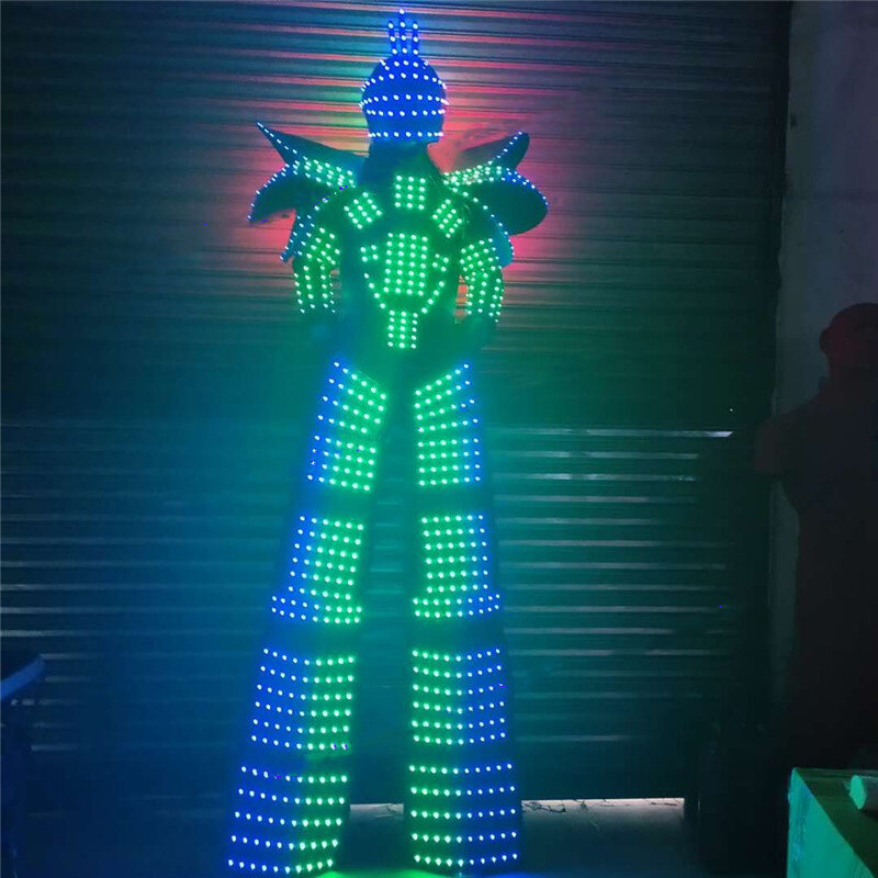 Dj RGB voll farbe licht männer kleid Party-event bühne zeigen led roboter anzug männer licht up kostüm ballroom dance stelzen kleidung